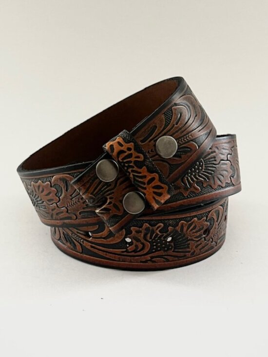 Accessories - Tooled Leather Belt Brown Western Cowgirl Cowboy Size 32